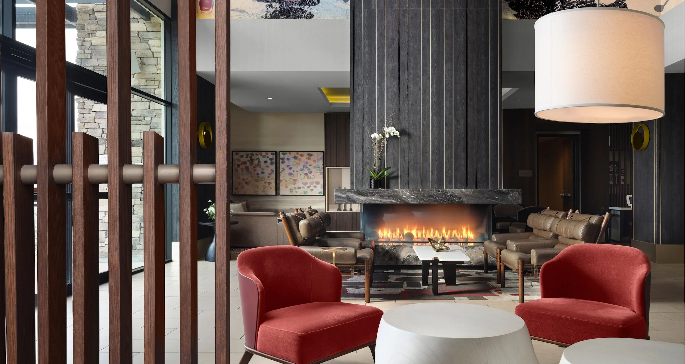 Napa lobby with fireplace